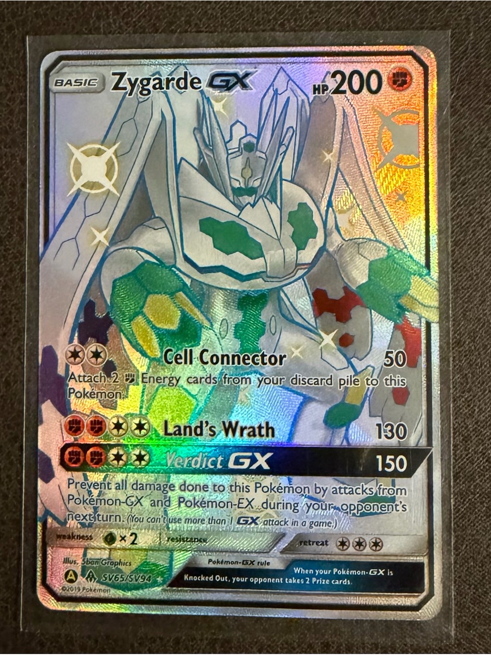 Pokemon Zygarde GX Holo Silver Green Blue Card